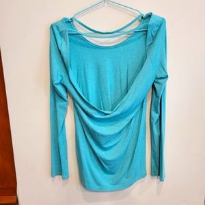 3/$15 teal blue seafoam green backless long sleeve shirt